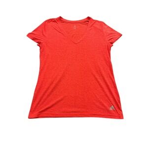 Adidas Blouse Top Women's Size Large Coral Pink Short Sleeve Sheer